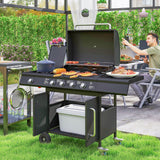 easycomfort easycomfort barbecue a gas con fornello laterale tavolino e armadietto in acciaio e pp 129 5x56x110 cm nero