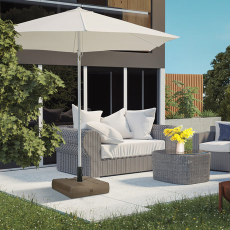 easycomfort easycomfort base per ombrellone da giardino riempibile con maniglia in hdpe e acciaio 49x49x36 5 cm marrone