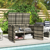 easycomfort easycomfort baule da esterno da 350l a 2 livelli con pistoni a gas rattan pe e acciaio 118x57x69 cm grigio
