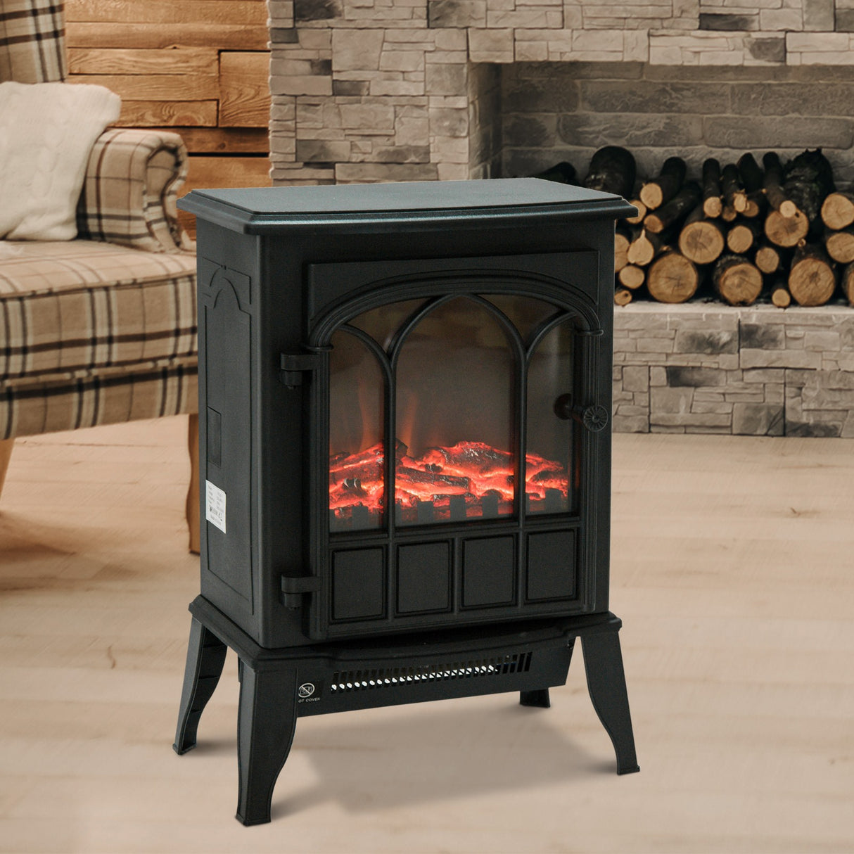 easycomfort easycomfort camino da terra elettrico potenza 1000w 2000w con effetto fiamma luminosita regolabile ferro e vetro 392356 5cm ean 8054144130767