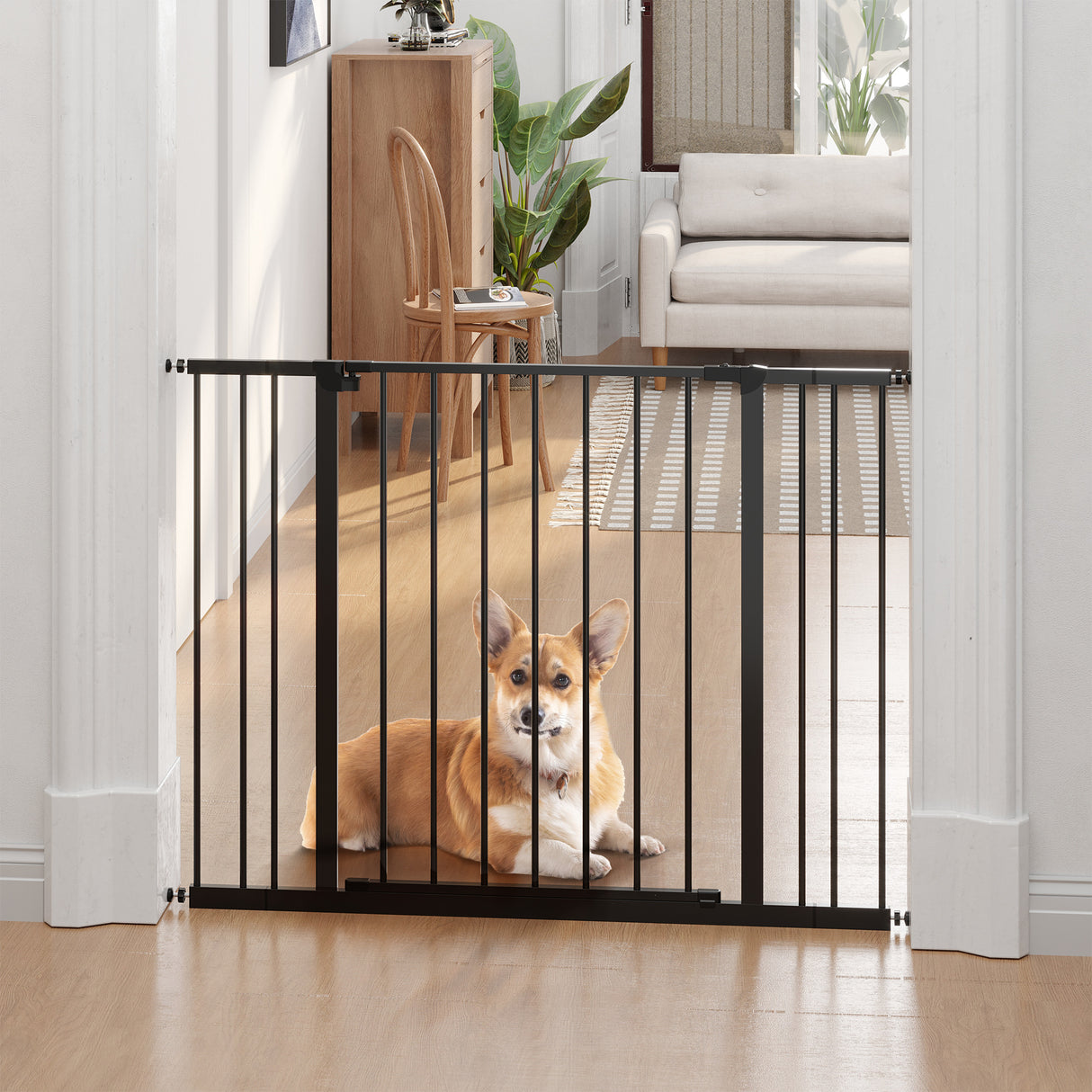 easycomfort easycomfort cancelletto per cani estensibile con viti e ampia apertura in metallo e plastica 76 107x76 cm nero
