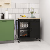 easycomfort easycomfort carrello cucina classico con cassetti ruote e armadietto 2 ante salvaspazio 89x40x84cm nero