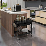 easycomfort easycomfort carrello da cucina con cesto cassetto estraibile e 3 ganci in pp e metallo 61x32 6x58 5 cm nero