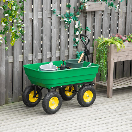 easycomfort easycomfort carrello da giardino 125l in acciaio e pp con vasca ribaltabile e maniglia 118x58x102 cm verde