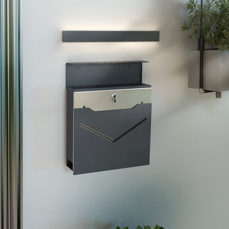easycomfort easycomfort cassetta postale in acciaio con 2 chiavi di sicurezza fessura a v e foro di drenaggio 37x10 5x37 cm grigia