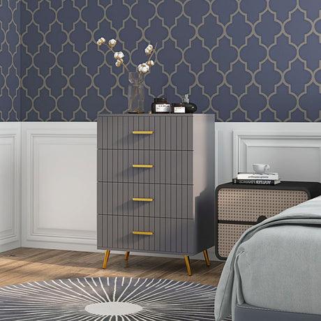 easycomfort easycomfort cassettiera 4 cassetti moderna in legno e alluminio 60x40x90 cm oro e grigio scuro