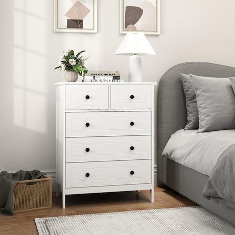 easycomfort easycomfort cassettiera con 5 cassetti in legno salvaspazio e antiribaltamento 74x40x91cm bianco