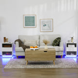 easycomfort easycomfort comodini moderni con led set 2 pezzi in truciolato bianco con cassetto e 2 ripiani aperti 40x40x55 cm