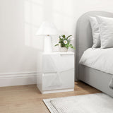 easycomfort easycomfort comodino moderno in legno con 2 cassetti e design lucido 40x40x48 cm bianco