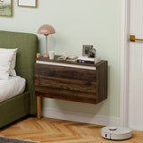 easycomfort easycomfort comodino sospeso con cassetto senza maniglie e con fissaggio a parete 80x30x45cm noce