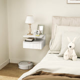 easycomfort easycomfort comodino sospeso per camera da letto con cassetto e ripiano aperto in legno 35x32x22 5 cm bianco