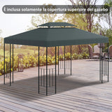 easycomfort easycomfort copertura per gazebo 4x3 m a 2 livelli in poliestere con cinghie e 10 fori di drenaggio grigio antracite