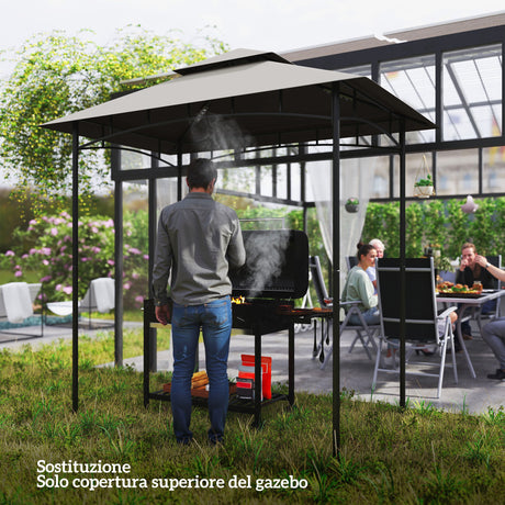 easycomfort easycomfort copertura per gazebo da giardino per barbecue 1 52x2 44 m a 2 livelli in poliestere grigio chiaro