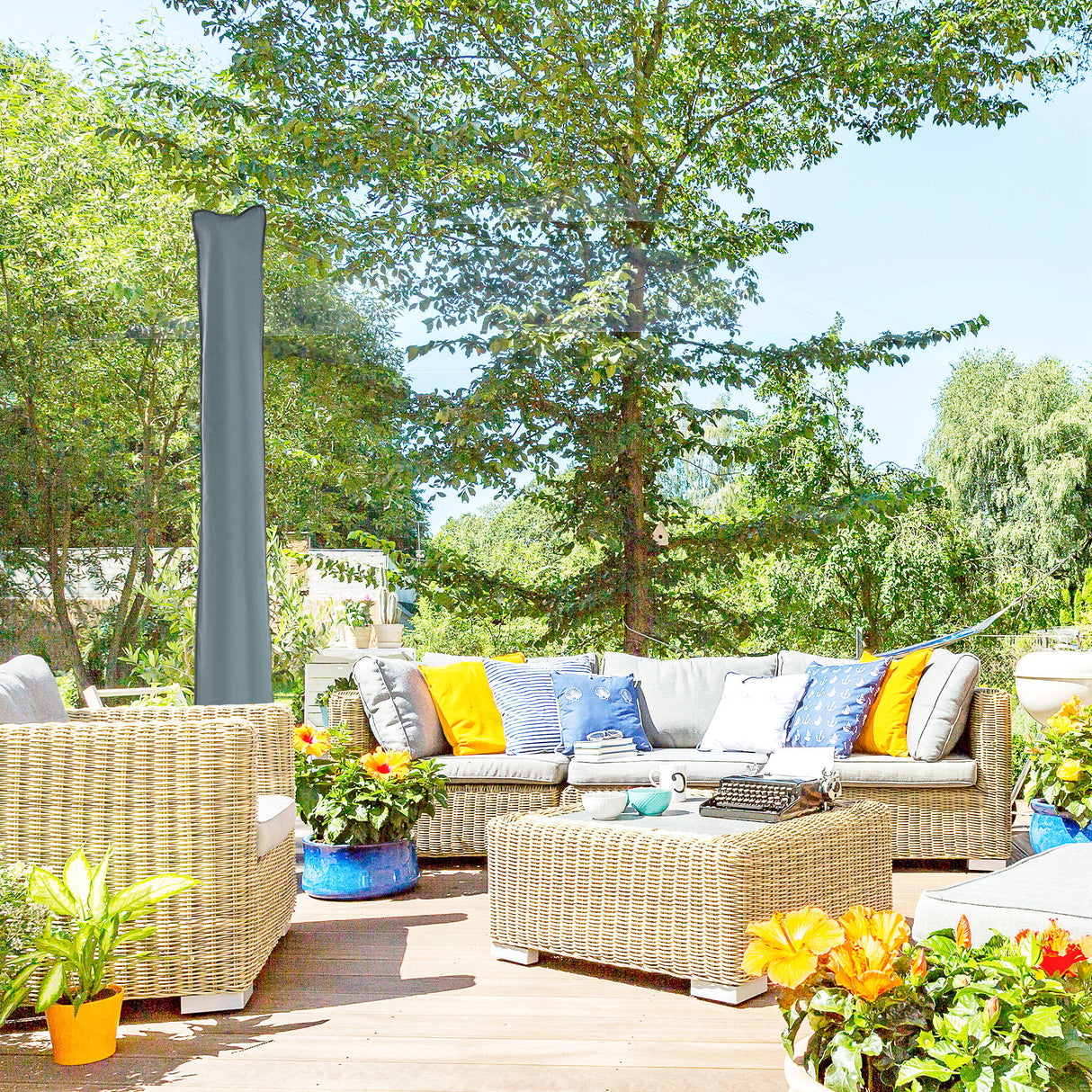 easycomfort easycomfort copertura per ombrellone impermeabile custodia copri ombrellone con cerniera e laccio grigio