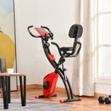 easycomfort easycomfort cyclette pieghevole 2 in 1 resistenza magnetica regolabile 8 livelli bici da fitness con sensore di frequenza cardiaca elastici per braccia schermo lcd rosso