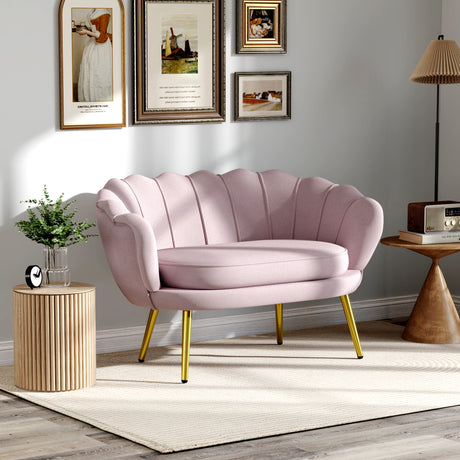 easycomfort easycomfort divanetto 2 posti in stile industrial chic in tessuto effetto velluto e metallo 130x77x77 cm rosa
