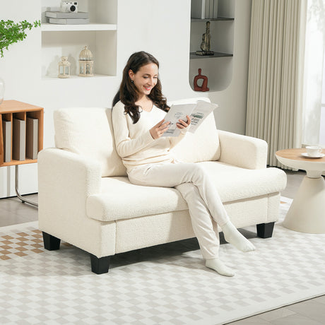 easycomfort easycomfort divano 2 posti moderno in ciniglia con cuscini rimovibili e lavabili 138x70x80 cm bianco crema