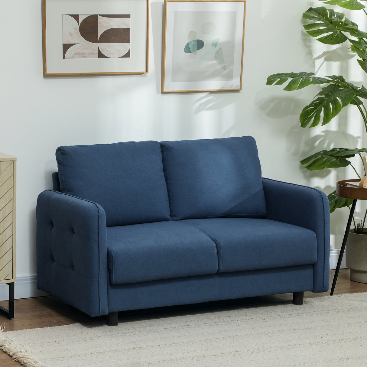 easycomfort easycomfort divano 2 posti moderno in velluto con cuscini sfoderabili e molle a s 136x75x84 cm blu