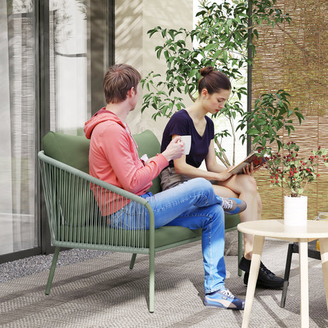 easycomfort easycomfort divano da giardino 2 posti in rattan pe stile boho con cuscini sfoderabili e braccioli verde