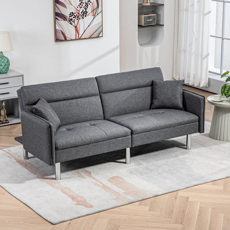 easycomfort easycomfort divano letto 3 posti con meccanismo clic clac schienale reclinabile e 2 cuscini 189x91x84cm grigio