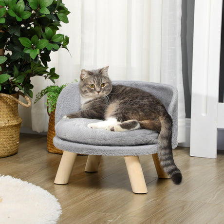 easycomfort easycomfort divano per gatti e cani rotondo in peluche e legno con cuscino extra 40 5x33 cm grigio