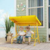 easycomfort easycomfort dondolo per bambini da esterno a 2 posti con tettuccio regolabile e cinture di sicurezza 112x75x120 cm giallo