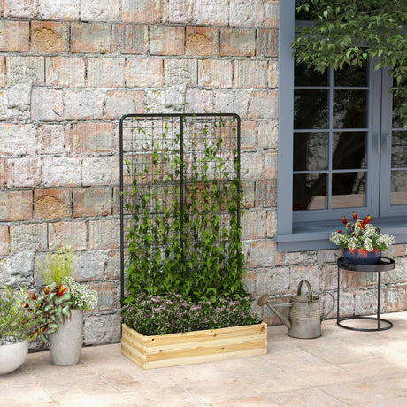 easycomfort easycomfort fioriera con grigliato e 2 fori di drenaggio in legno di abete e acciaio 80x38x145 cm