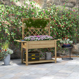 easycomfort easycomfort fioriera con grigliato e ripiani laterali e inferiore in legno di abete 140x45x151 cm