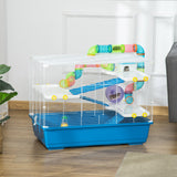 easycomfort easycomfort gabbia criceti a 4 livelli con ruota casetta e tubi in acciaio pp e ps 79x46x60 cm blu e bianco