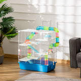 easycomfort easycomfort gabbia criceti a 5 livelli con tubi casetta serbatoio e ruota in acciaio pp e ps 59x36x69 cm blu e bianca