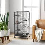 easycomfort easycomfort gabbia per piccoli animali con ruote 5 rampe e 5 piattaforme ciotola e bottiglia 61 5x44x131 cm nero