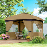easycomfort easycomfort gazebo da giardino 3 4x3 4m con pareti protezione uv e tetto a 2 livelli beige