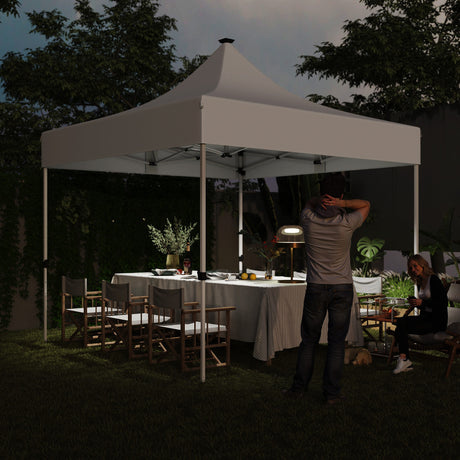 easycomfort easycomfort gazebo da giardino pop up 3x3 m ad altezza regolabile con luci led solari in tessuto oxford e metallo bianco