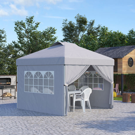 easycomfort easycomfort gazebo pieghevole 3x3 m con altezza regolabile su 3 livelli finestre e borsa di trasporto grigio chiaro