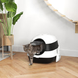 easycomfort easycomfort lettiera per gatti chiusa con coperchio paletta e deodorante design pieghevole 52x41x38 cm bianca e nera