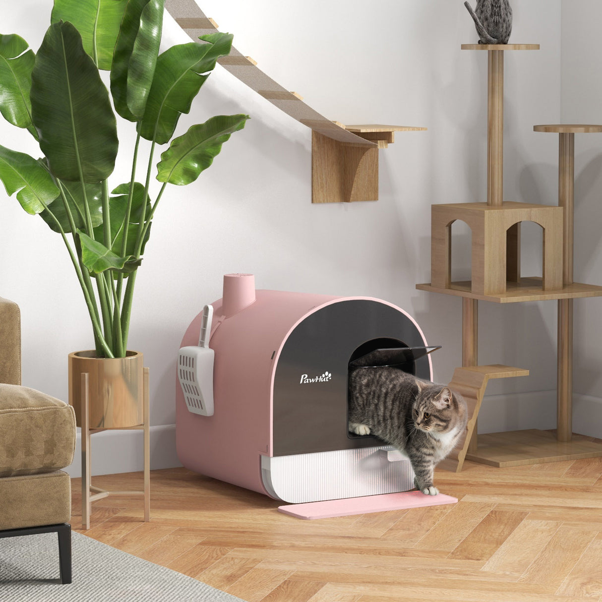 easycomfort easycomfort lettiera per gatti chiusa con filtri paletta e vassoio struttura in pp 43x44x47cm rosa
