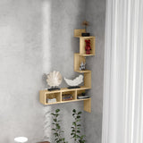 easycomfort easycomfort mensola portaoggetti in mdf con ripiani aperti per soggiorno e camera da letto 80x20x128 5 cm rovere