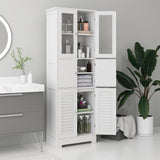 easycomfort easycomfort mobile colonna bagno con 3 armadietti e ante in vetro e a persiana 60x30x170 5cm bianco