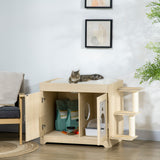 easycomfort easycomfort mobile per lettiera casetta per gatti con spazio portaoggetti e pali tiragraffi in legno 107x54x70 cm