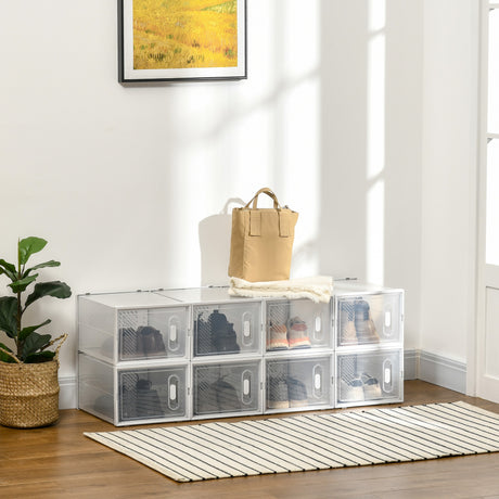 easycomfort easycomfort mobile scarpiera modulare salvaspazio 8 cubi 28x36x21 cm in plastica pp bianco
