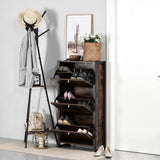 immagine-2-easycomfort-easycomfort-mobile-scarpiera-salvaspazio-stile-industriale-per-12-paia-di-scarpe-legno-e-metallo-60x24x115cm-marrone-e-nero