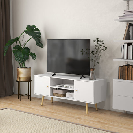 easycomfort easycomfort mobile tv 55 max con 2 armadietti e 2 ripiani aperti in legno e truciolato 120x34x50 cm bianco