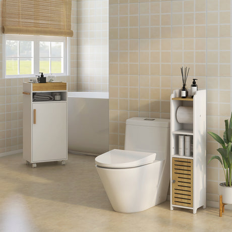 easycomfort easycomfort mobiletto bagno salvaspazio moderno con ripiani e armadietto in truciolato superficie in melamina18x20x90cm bianco