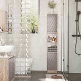 easycomfort easycomfort mobiletto salvaspazio per bagno in legno mobile da bagno con 2 armadietti e 6 ripiani grigio e rovere design a torre 30 x 24 x 170cm ean 8054111847469