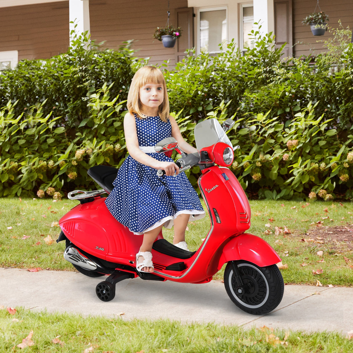 easycomfort easycomfort moto elettrica per bambini con licenza ufficiale vespa 2 rotelle luci e suoni 108x49x75 cm rossa