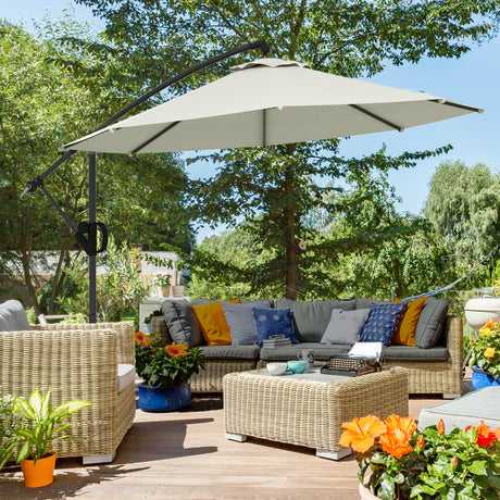 easycomfort easycomfort ombrellone a braccio a 8 stecche con base a croce in alluminio metallo e poliestere 3x2 6 m crema