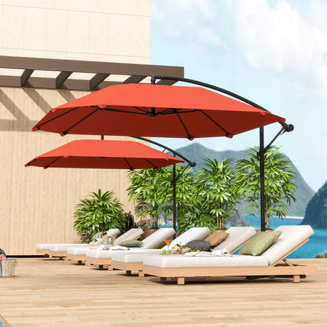 easycomfort easycomfort ombrellone a sbalzo con copertura regolabile e base a croce in metallo e poliestere 260x304x245 cm bordeaux