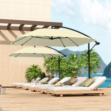 easycomfort easycomfort ombrellone a sbalzo con copertura regolabile e base a croce in metallo e poliestere 260x304x245 cm crema