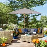 easycomfort easycomfort ombrellone da giardino a 6 stecche in legno e tessuto poliestere 2 5x2 3m grigio