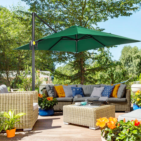 easycomfort easycomfort ombrellone da giardino a manovella 2 5x2 5 m con rotazione 360 e parasole regolabile verde